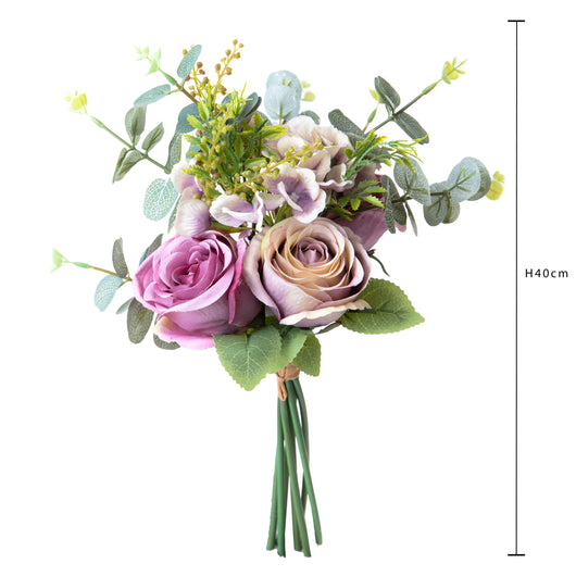 Set 4 Bouquet Artificiali Rose Ortenzia 40 cm