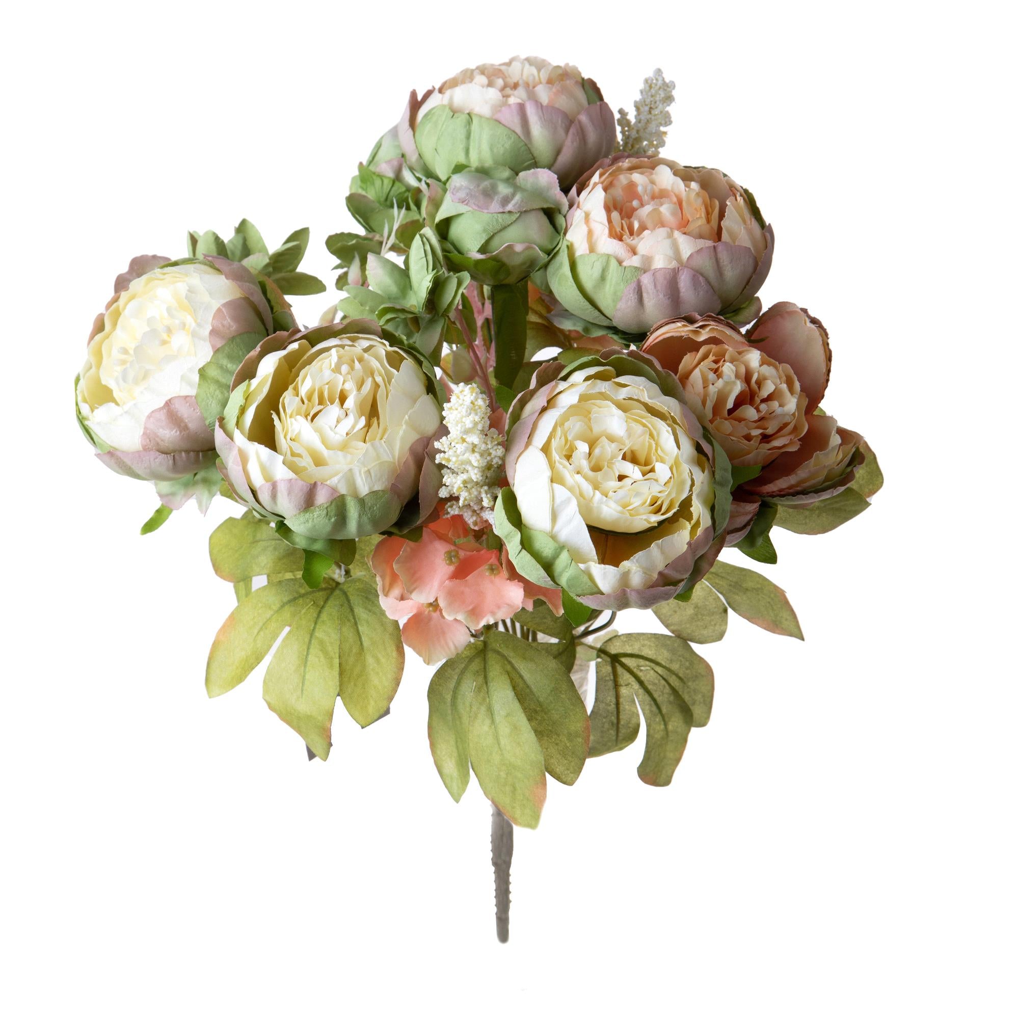 Set 2 Bouquet Artificiali di Peonie Composto da 12 Fiori H 36 cm