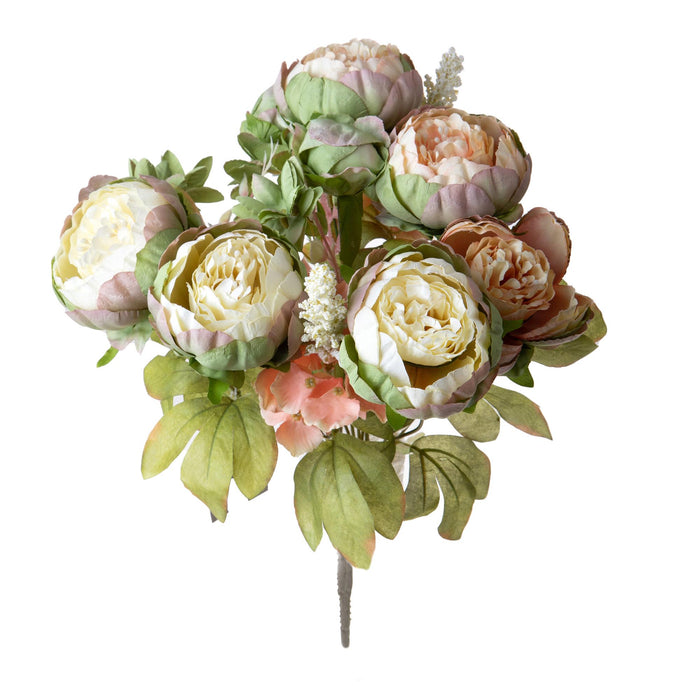 Set 2 Bouquet Artificiali di Peonie Composto da 12 Fiori H 36 cm