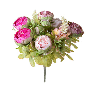 Set 2 Bouquet Artificiali di Peonie Composto da 12 Fiori H 36 cm