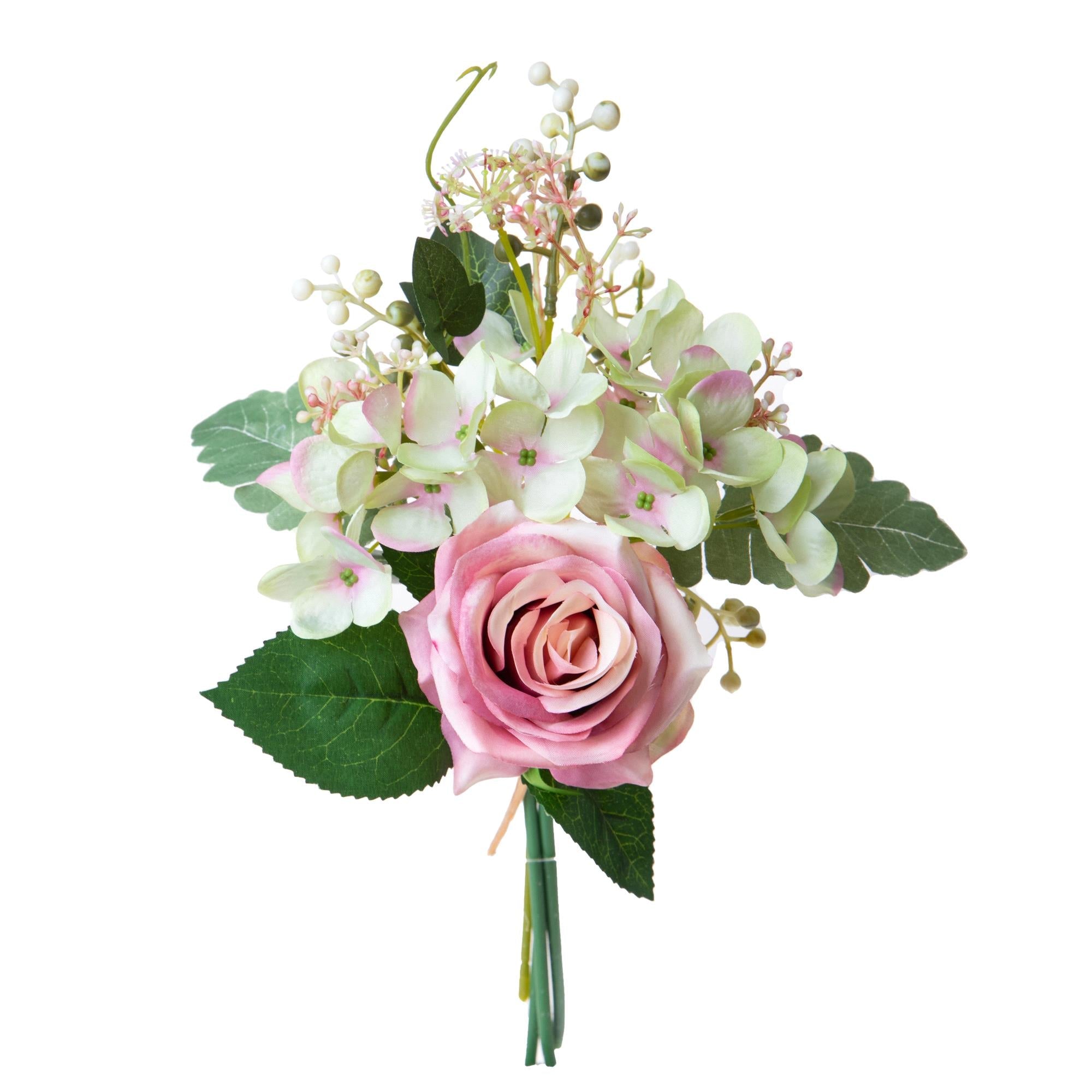 Set 6 Bouquet Artificiali Rose Ortenzie 36 cm