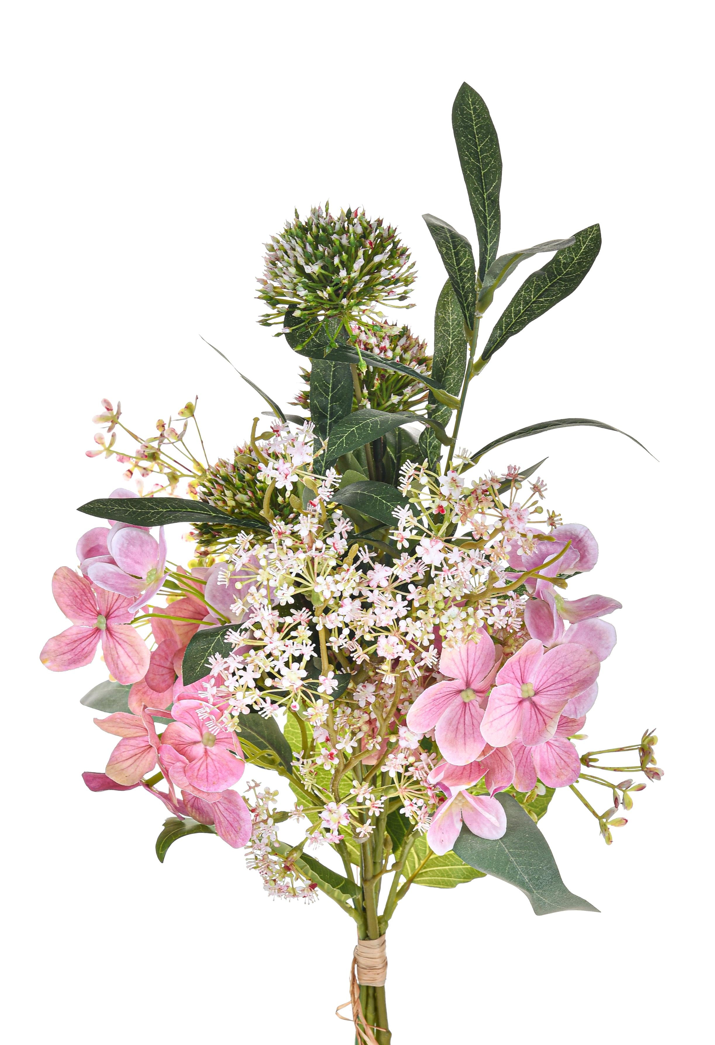 Set 2 Bouquet Artificiali Legato con Ortensie H 55 cm