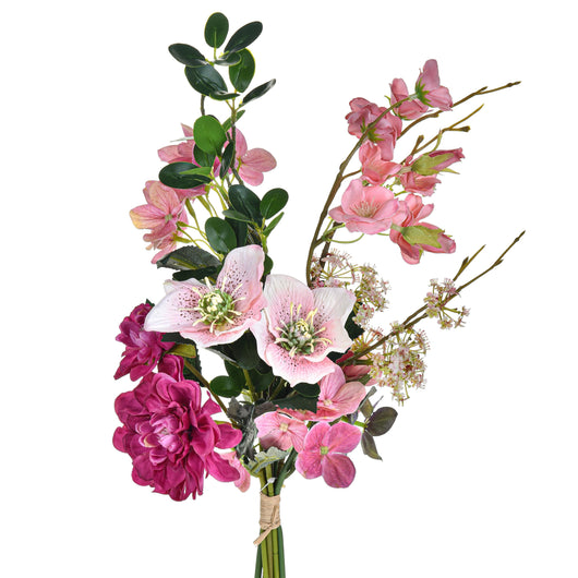 Set 2 Bouquet Artificiali Legato con Helleborus H 52 cm