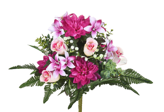 Set 2 Bouquet Artificiali con Dalie Magenta e Bianche