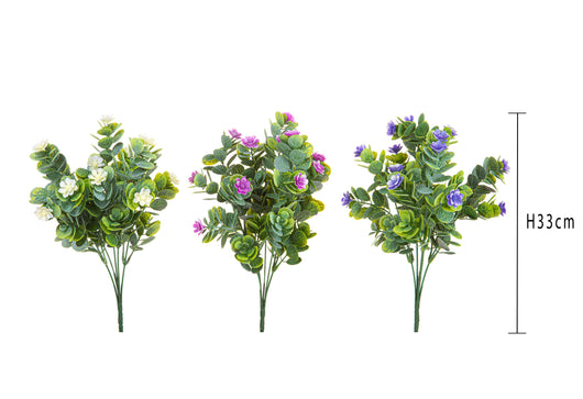 Set 6 Bouquet Artificiali con Minifoglie H 33 cm