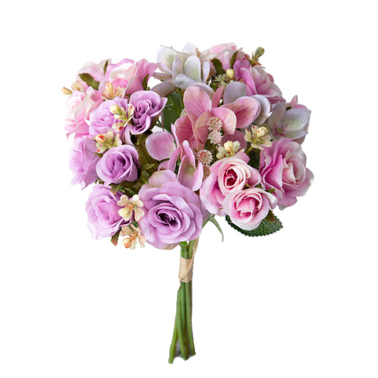 Set 4 Bouquet Artificiali Rose Ortenzie 36 cm