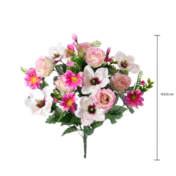 Set 2 Bouquet Artificiali Rose e Magnolia per 18 60 cm