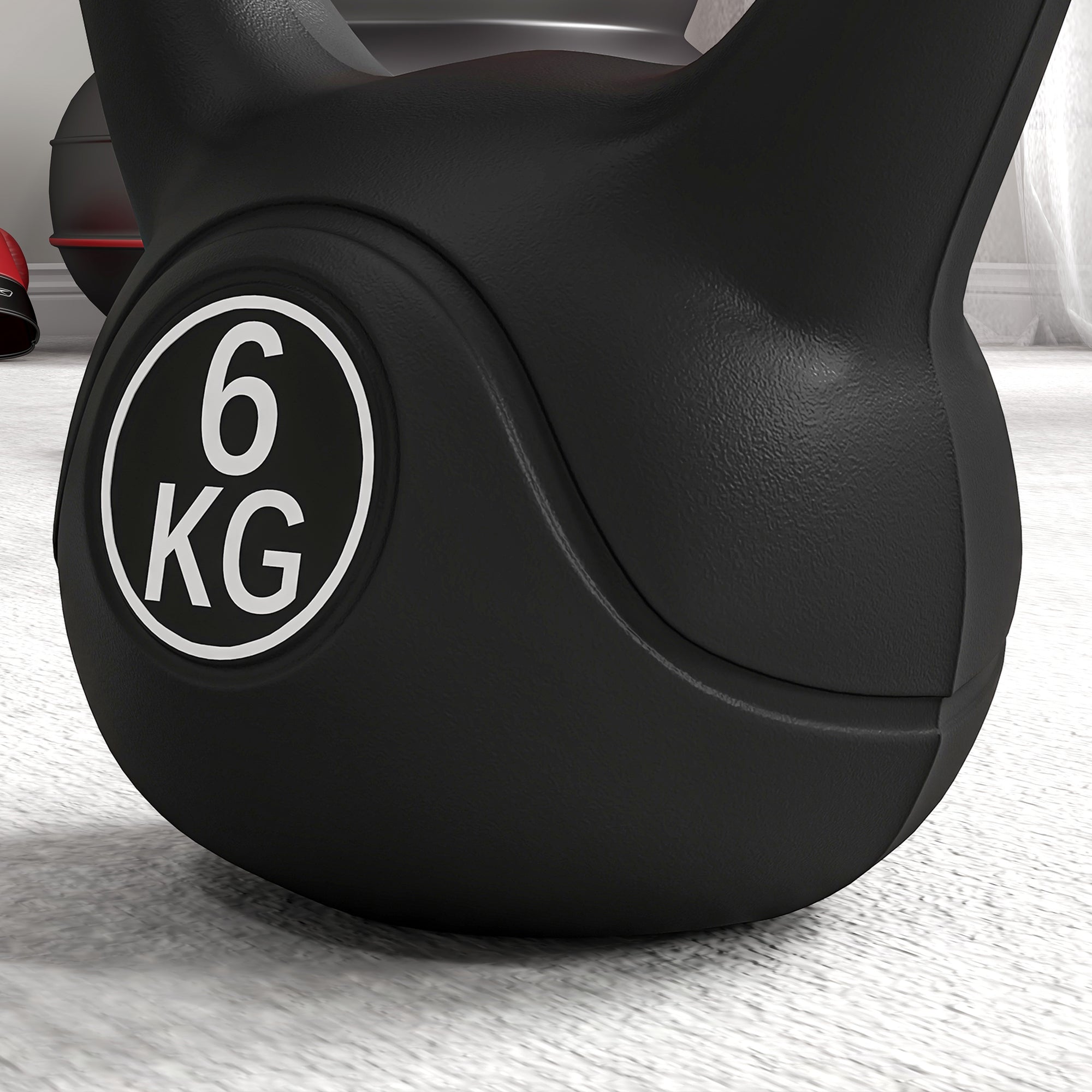 Kettlebell per Allenamento 6 kg in Plastica e Sabbia Nero