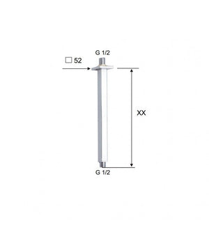 Braccio doccia da soffitto quadrato 50 cm cod 75962