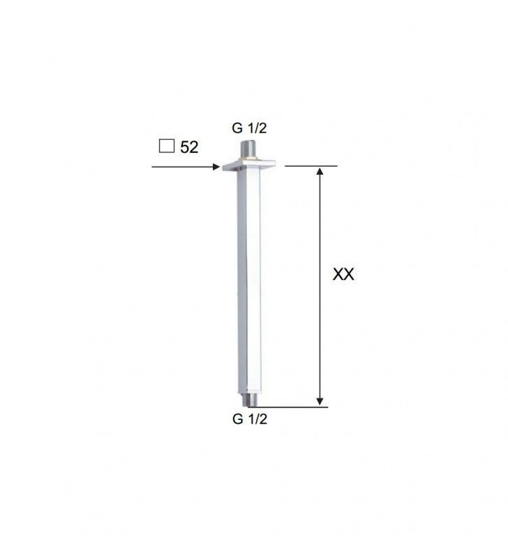 Braccio doccia da soffitto quadrato 50 cm cod 75962