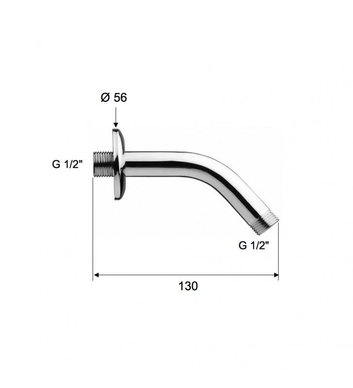 Braccio doccia in ottone cromato 40 cm cod 75945