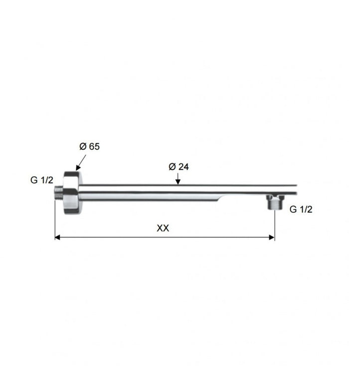 Braccio doccia da soffitto quadrato 20 cm cod 75959