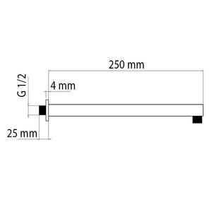 Braccio Doccia Quadrato 25 cm in Acciaio Nuovo Design