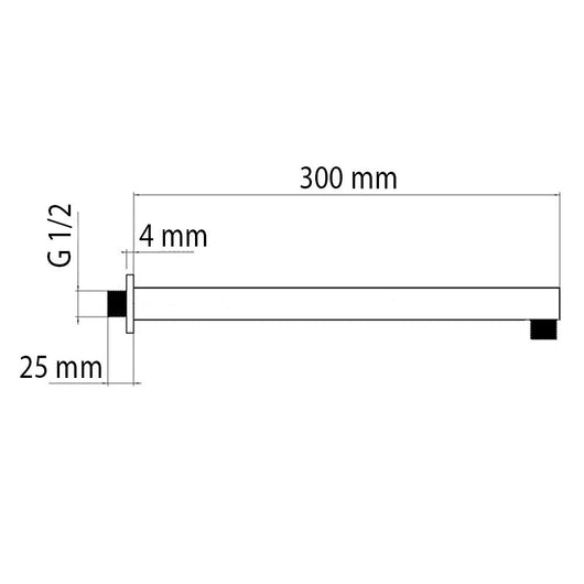 Braccio Doccia Quadrato Moderno e di Design 30 cm in Acciaio Cromato