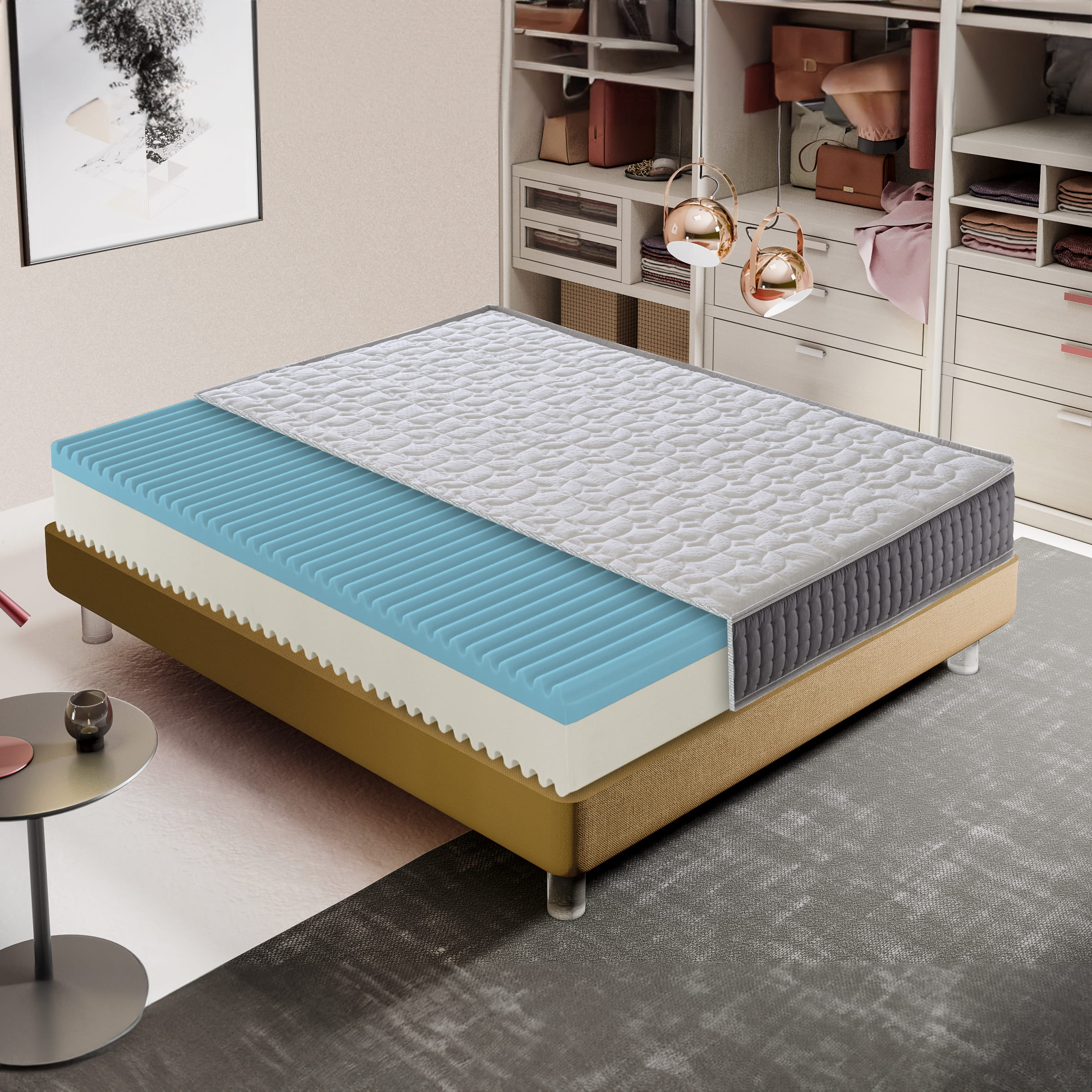 Materasso Piazza e Mezza 120x200 Memory Foam - Ortopedico - A Zone differenziate - 6 cm Memory Foam Thermico - Sfoderabile