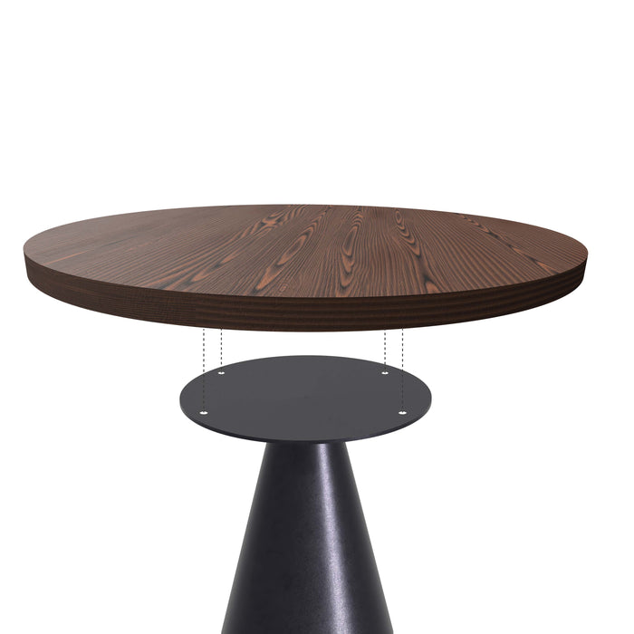 Artù Black - Tavolo da pranzo rotondo ⌀ 120 cm in legno laminato con base a cono in metallo, top legno scuro