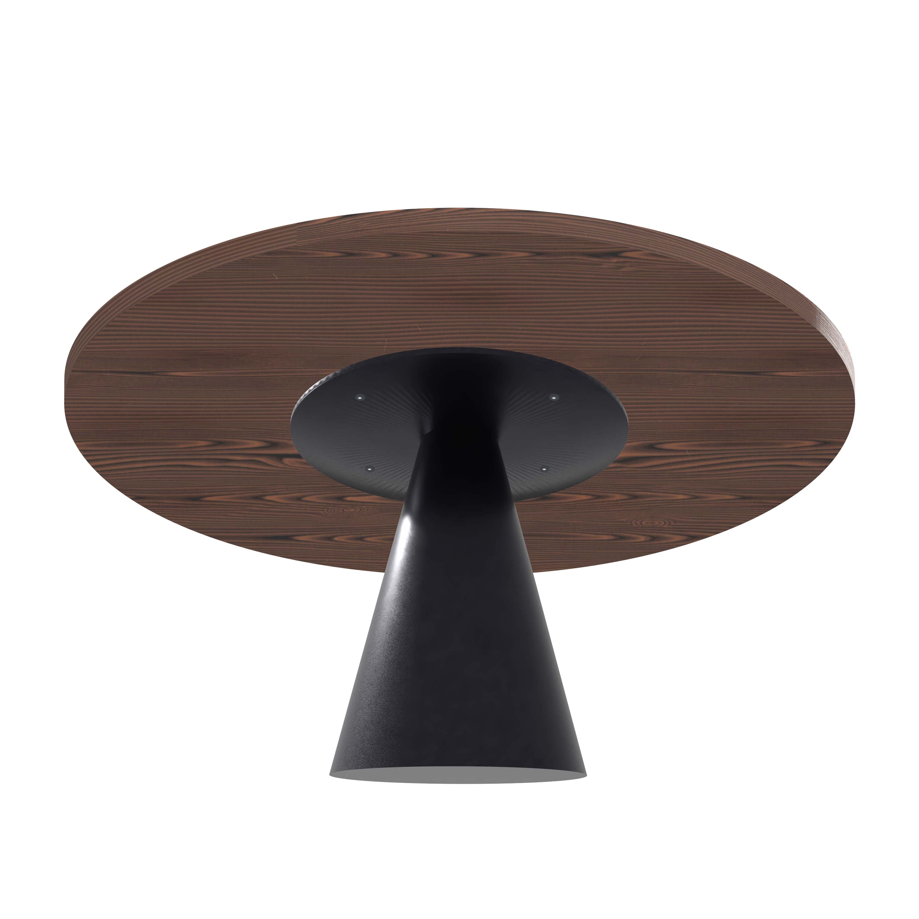 Artù Black - Tavolo da pranzo rotondo ⌀ 120 cm in legno laminato con base a cono in metallo, top legno scuro