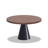 Artù Black - Tavolo da pranzo rotondo ⌀ 120 cm in legno laminato con base a cono in metallo, top legno scuro