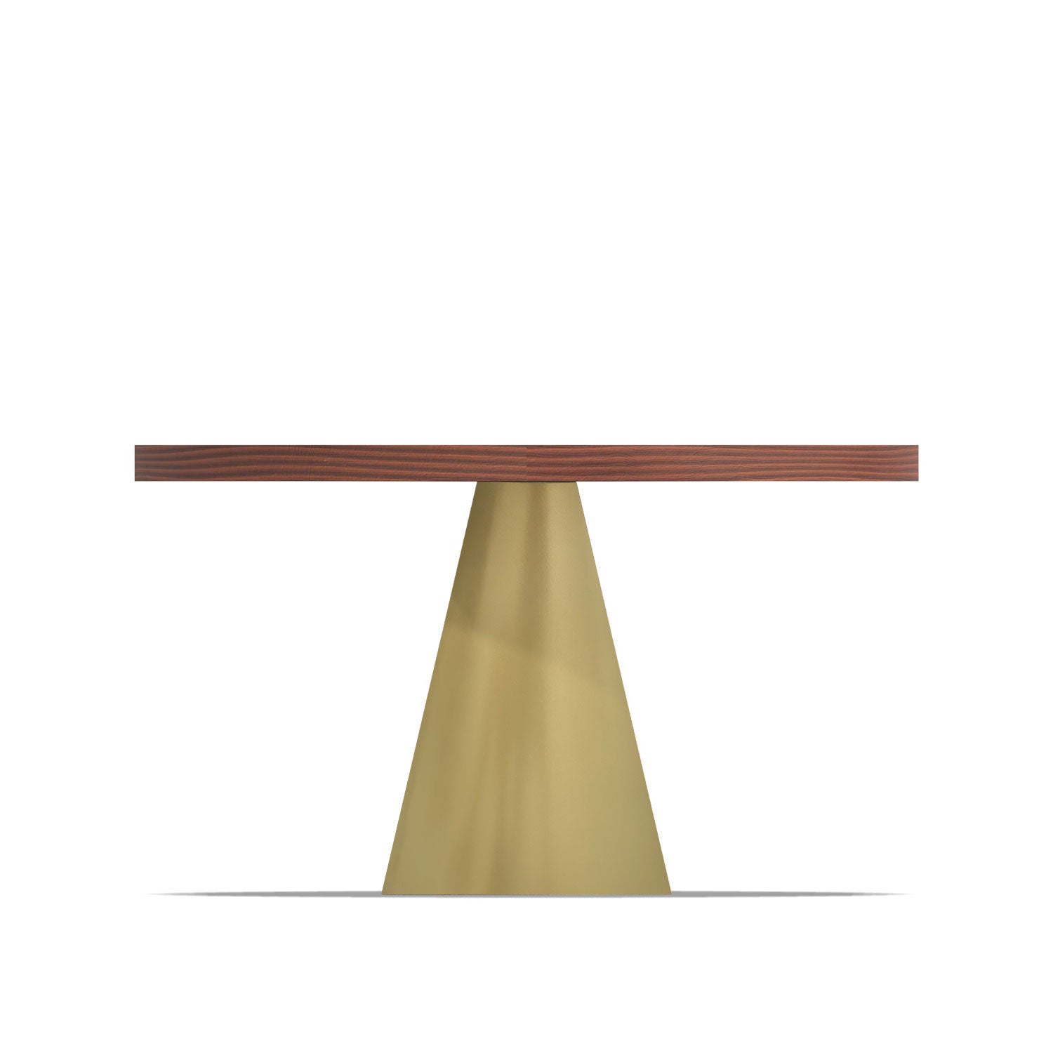 Artù Brass - Tavolo da pranzo rotondo ⌀ 120 cm in legno laminato con base a cono in metallo, top legno scuro