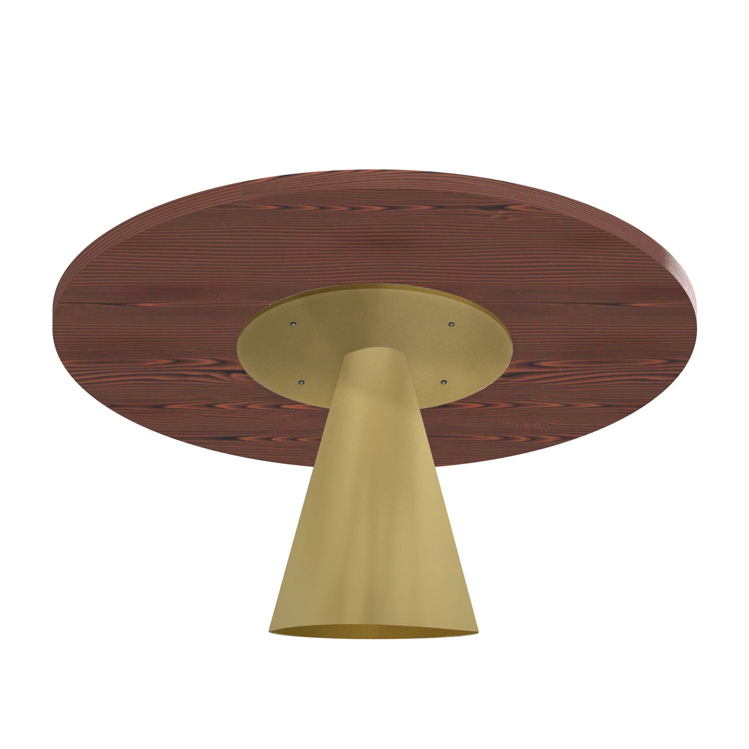 Artù Brass - Tavolo da pranzo rotondo ⌀ 120 cm in legno laminato con base a cono in metallo, top legno scuro