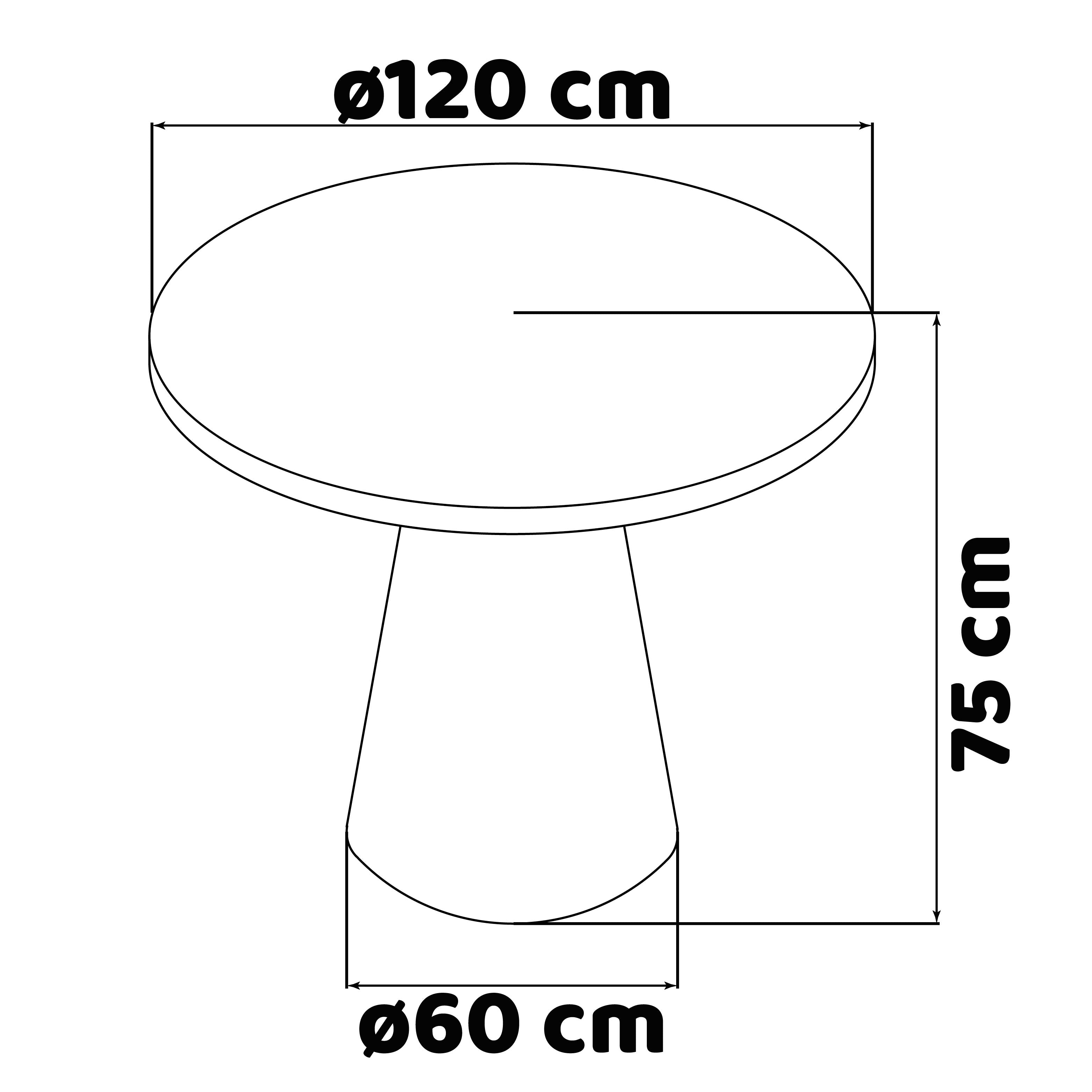 Artù Brass - Tavolo da pranzo rotondo ⌀ 120 cm in legno laminato con base a cono in metallo, top legno scuro