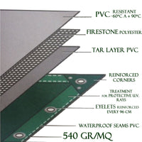 Telo occhiellato pesante pvc 540 gr/mq dimensioni metri 4x5 modello b