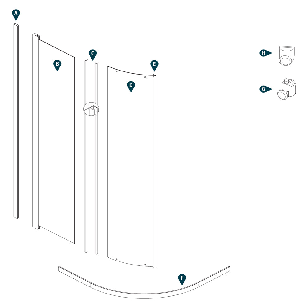 Ogomondo box doccia semicircolare circle bianco due ante cristallo temprato *** misure 77-79,5x77-79,5xh185 cm traspa...