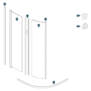 Ogomondo box doccia semicircolare circle bianco due ante cristallo temprato *** misure 77-79,5x77-79,5xh185 cm traspa...