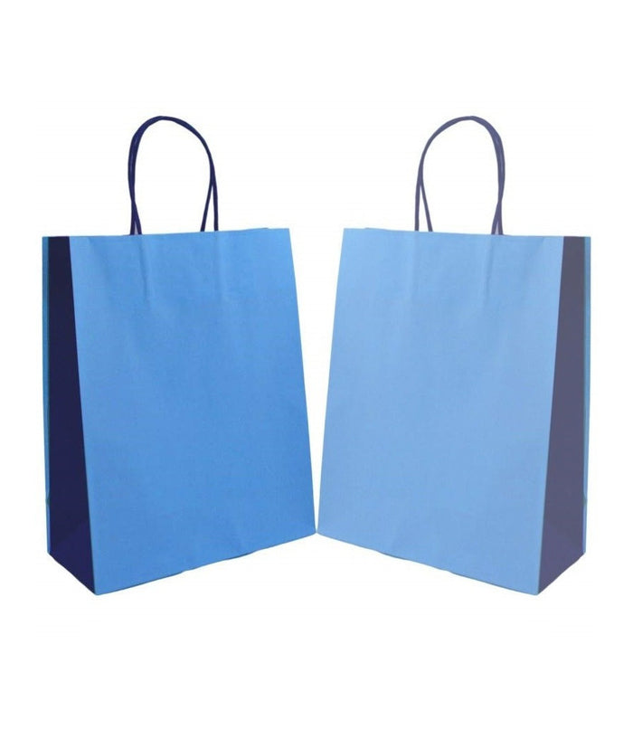 Busta Buste Regalo 6 Pezzi Shoppers Cc.3985 Carta Azzurro 36x21x11cm Sacchetto         