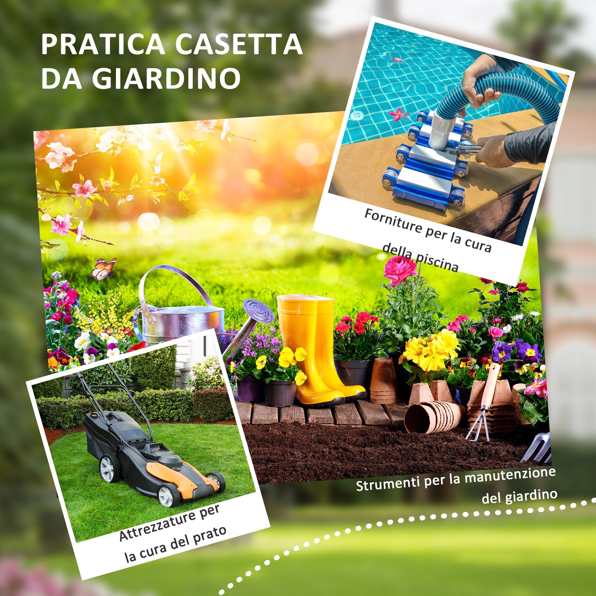 Casetta da Giardino Porta Attrezzi 259x172x222 cm in Acciaio Zincato e PP Grigia e Bianca