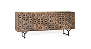 Credenza artigianale a 4 ante in legno di mango 177 cm