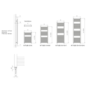 Termoarredo bagno scaldasalviette elettrico calorifero termosifone cromo lucido *** finitura- cromo lucido, misure h1...