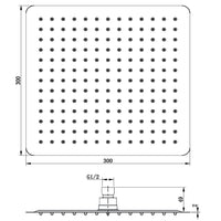 Soffione doccia quadrato acciaio inox 2 mm spessore effetto pioggia varie misure bagno *** misure 300x300x2 mm 169 ug...