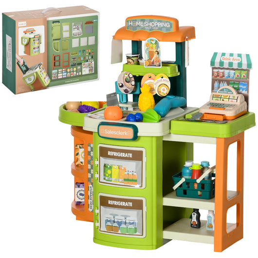 Supermercato Giocattolo per Bambini 52x29x61 cm con Cassa e Accessori Verde e Arancione