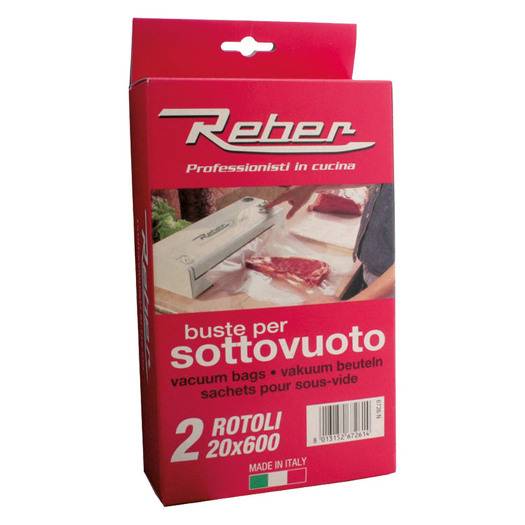 cf sacchetti a rotoli per sottovuoto n. 2 rotoli cm 30 x 6 mt cod:ferx.801502nlm