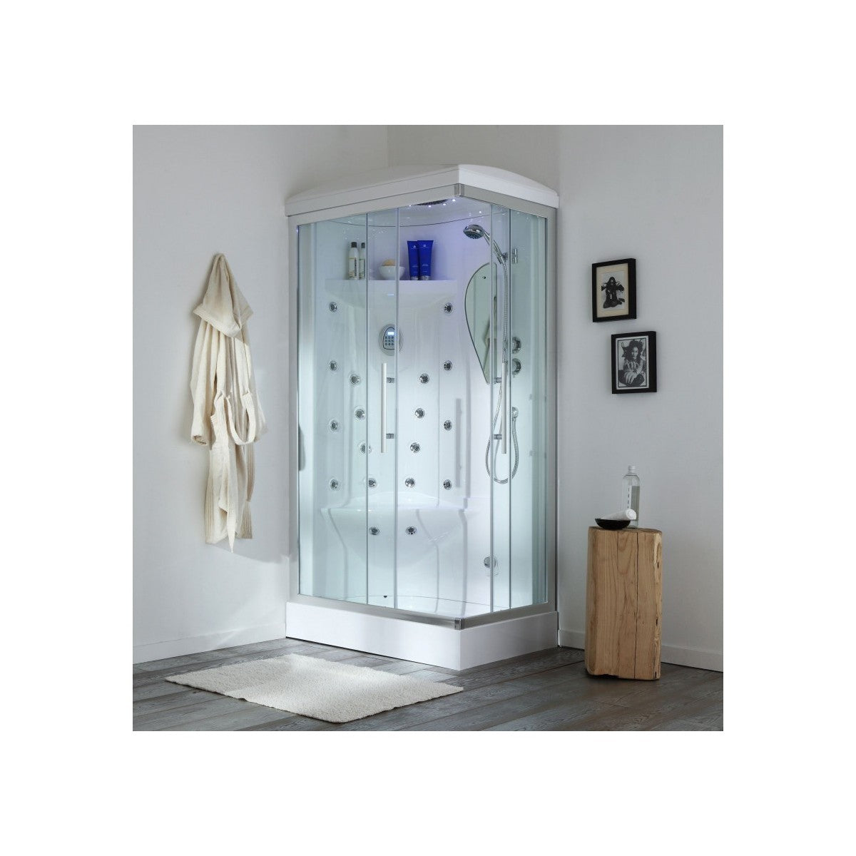 Cabina doccia multifunzione con idromassaggio e bagno turco 110x70 galassia plus sinistra