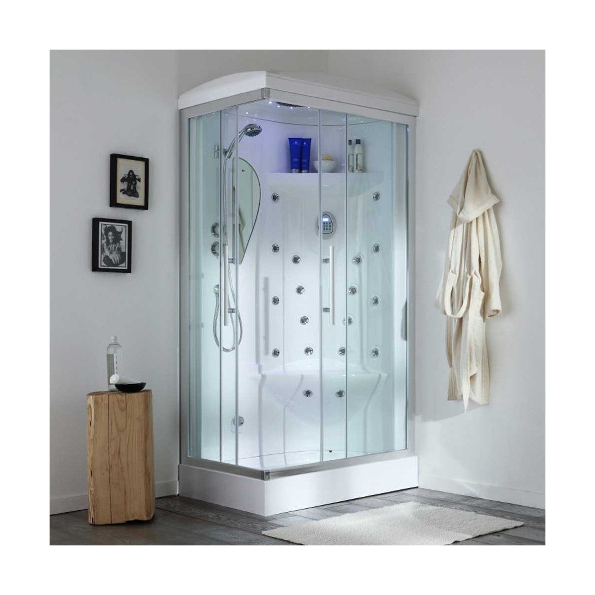 Cabina doccia multifunzione idromassaggio e bagno turco 110x70 galassia plus destra