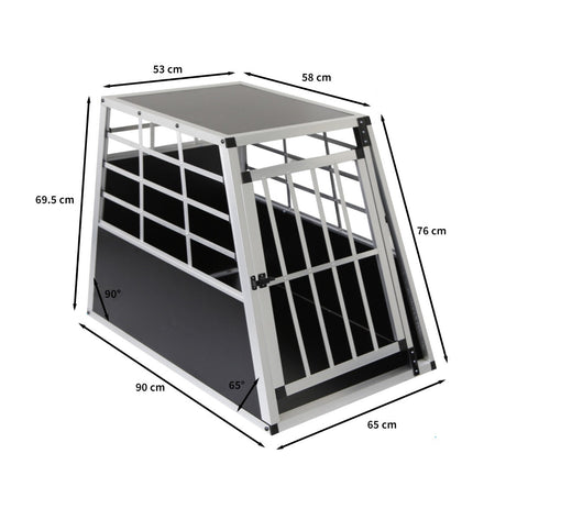 Gabbia per Trasporto Animali Grande per Auto 65x90x69 cm Angolo 65° in Alluminio