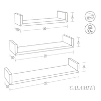 Set di 3 Mensole da Muro Modello CALAMITA, Mensole Muro Design, Mensola da Parete. Misure 60x8 p15.5 cm, 50x8 p15.5 cm e 40x8 p15.5 cm. Finitura  R. GRIGIO - MADE IN ITALY