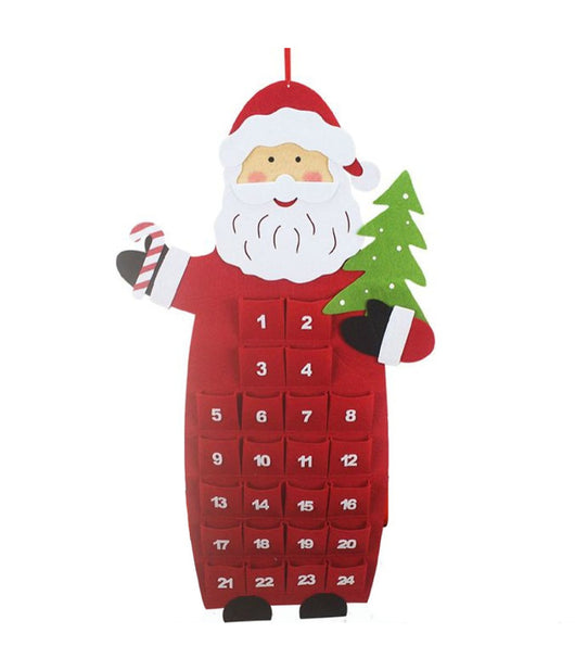 Calendario Avvento Figura Di Babbo Natale 90cm In Feltro Decorazioni Natalizie         