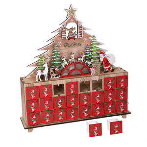 Calendario legno led albero rosso cm31x8h34,5