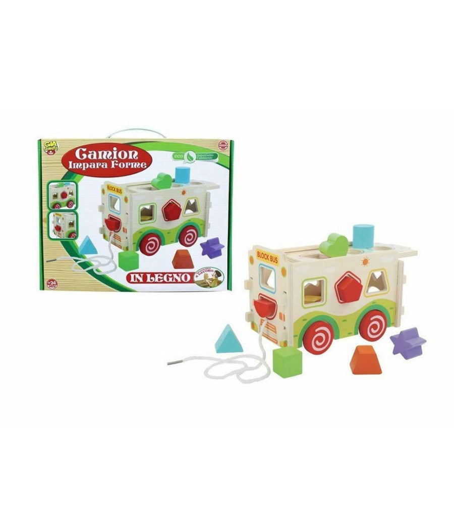 Camion Impara Forme Colorate In Legno Giocattolo Gioco Per Bambini +24 Mesi         