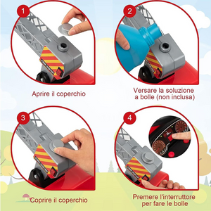 Camion dei Pompiperi Elettrico per Bambini 6V Spara Bolle