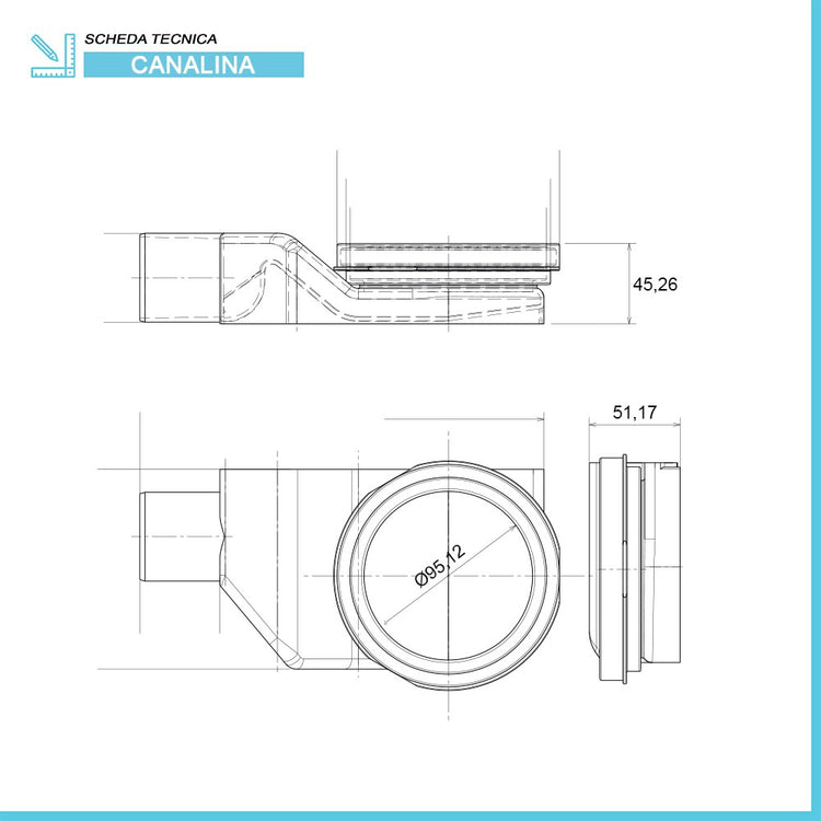 Canalina doccia a pavimento 55 cm con cover piastrellabile in acciaio inox e scarico incluso