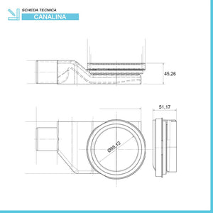 Canalina doccia a pavimento 55 cm con griglia e scarico incluso in acciaio inox cromato