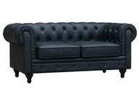 Divano fisso Chesterfield "Aliza" - 157 x 82 x 70 cm - 2 posti a sedere - Nero