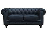 Divano fisso Chesterfield "Aliza" - 157 x 82 x 70 cm - 2 posti a sedere - Nero