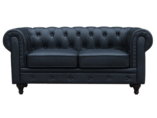 Divano fisso Chesterfield "Aliza" - 157 x 82 x 70 cm - 2 posti a sedere - Nero