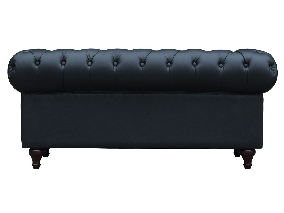 Divano fisso Chesterfield "Aliza" - 157 x 82 x 70 cm - 2 posti a sedere - Nero