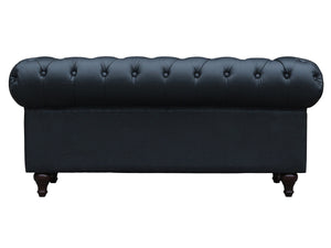 Divano fisso Chesterfield "Aliza" - 157 x 82 x 70 cm - 2 posti a sedere - Nero